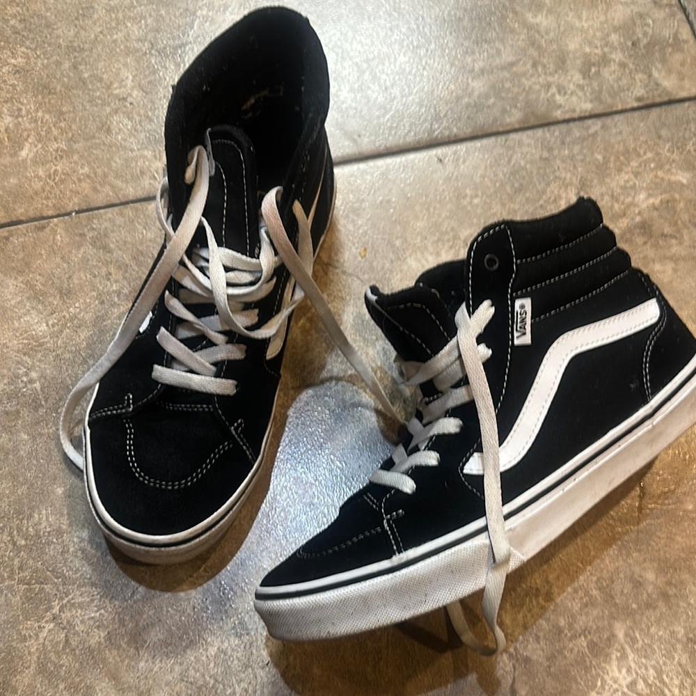 Vans Black and White High-Top Sneakers